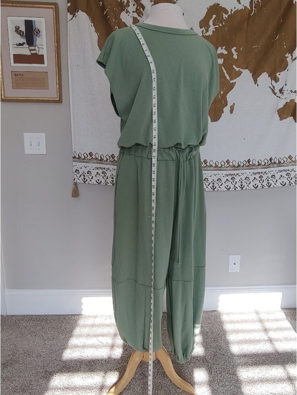 Wisteria Lane Lg Sage Jumpsuit Elastic Waist Keyhole Back #lagenlook#minimalist
